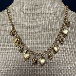 Vintage 1928 Charm Necklace Gold Tone  14” + 3” Extender Adorable!